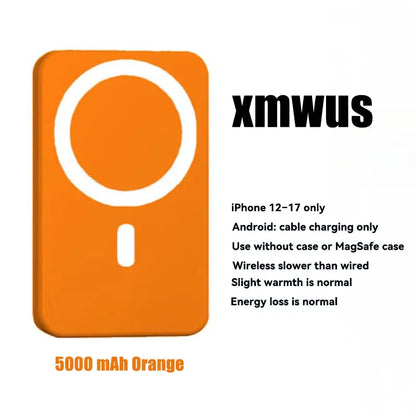 5000mAh Magnetic Power Bank for iPhone 12–17 Series, Works Best with MagSafe Case or No Case, Portable Wireless Charger outdoorfun