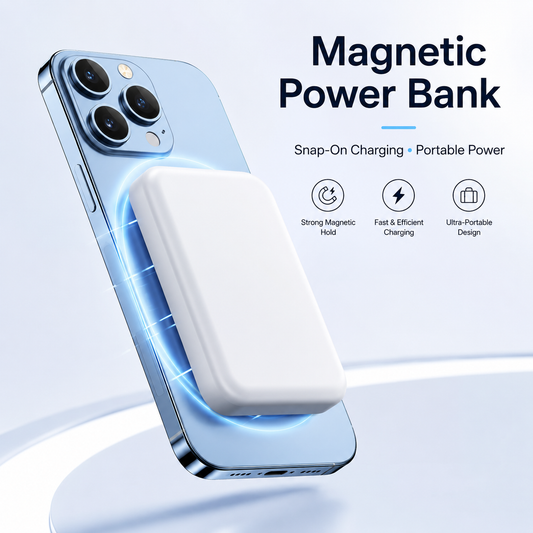 5000mAh Magnetic Power Bank for iPhone 12–17 Series, Works Best with MagSafe Case or No Case, Portable Wireless Charger outdoorfun