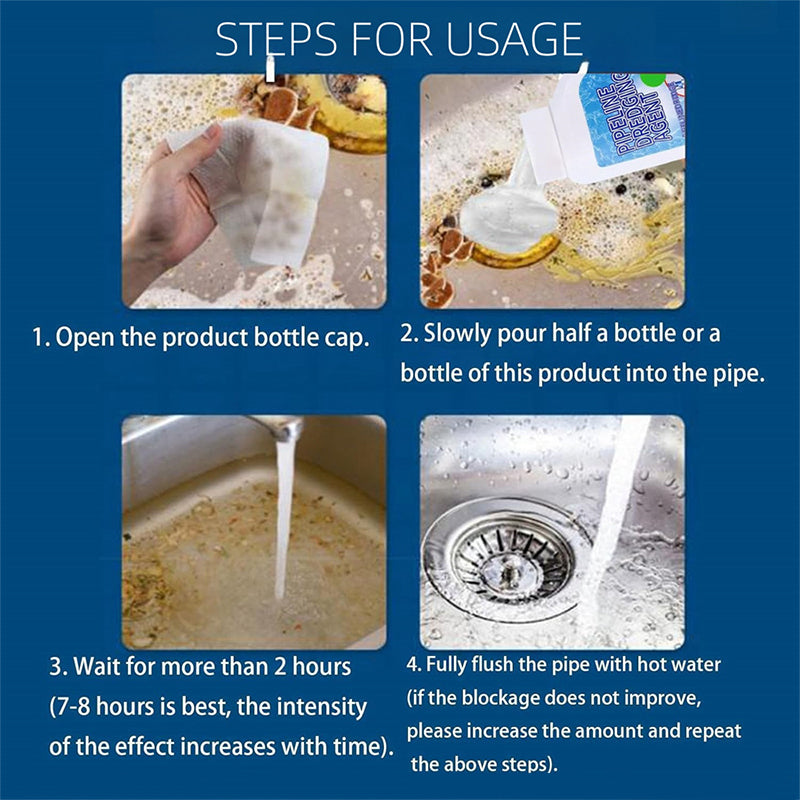 🎁🔥 Powerful Pipe Dredging Agent for Kitchen and Toilet Pipelines - Dissolves 200+ Blockages and Kills of Bacteria
